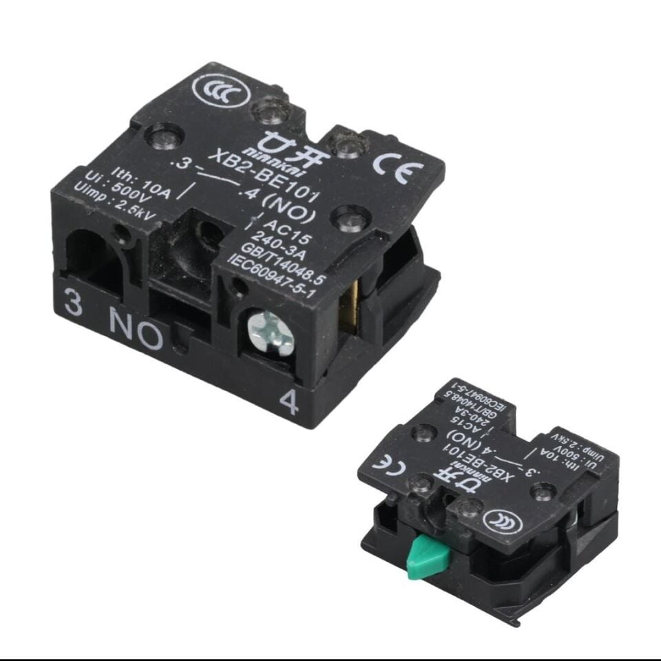 Ayt 22 mm Devre Açma Kapama Kontak Blok No Yeşil Lay5-BE101