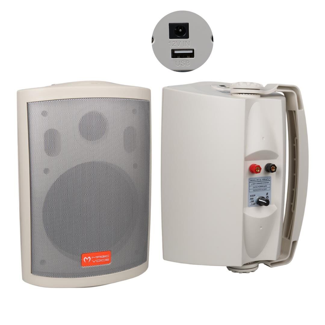 Magicvoice MV-25 16 CM 80 Watt Komütatörlü Hat Trafolu Beyaz Sütun Hoparlör 2'Li Okul Cami Konferans Salonu Hoparlörü