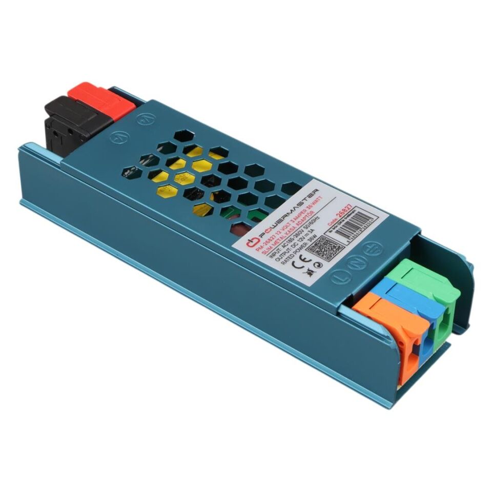 Ayt Powermaster PM-26827 12 Volt 3 Amper 36 Watt Slim Metal Kasa Adaptör 116X35x23mm