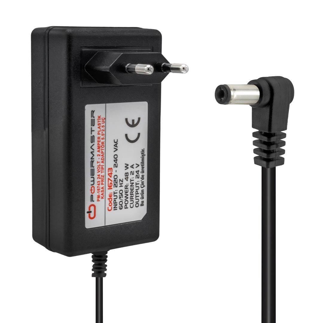 Ayt Powermaster Pm-16743 24 Volt 2 Amper 5.5 2.5 Uçlu Plastik Kasa Priz Tipi Adaptör