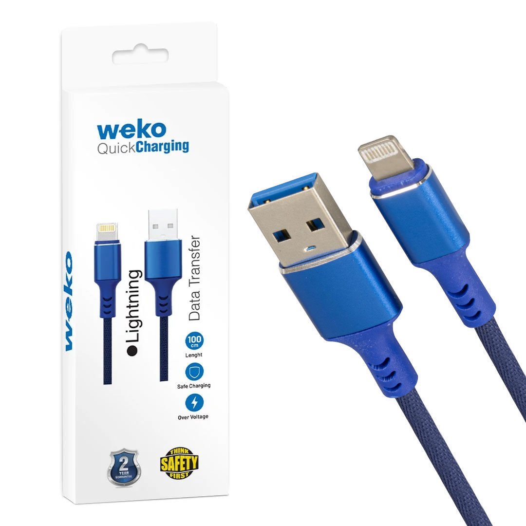 Ayt Weko WK-22025 USB To Lightning Örgülü Siyah Şarj Kablosu
