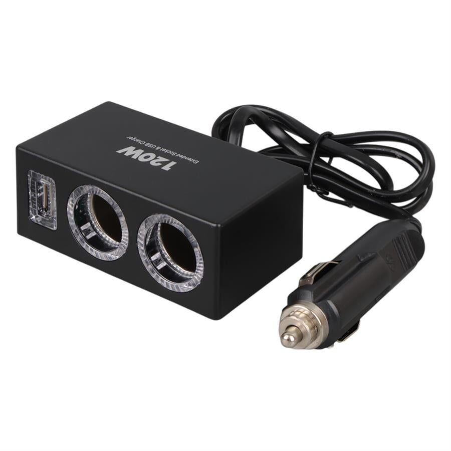 Ayt Olesson 1522 12-24V Çiftli Çift Usbli 120W 80 Cm Kablolu Araç Oto Tır Çakmak Çoklayıcı Çakmaklık Çoğaltıcı