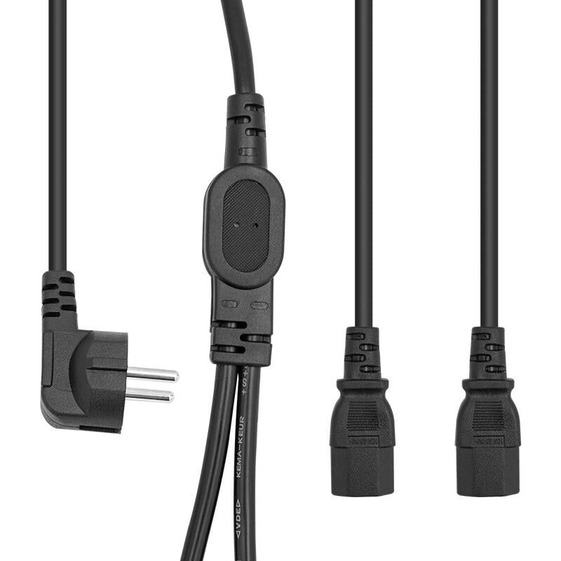 Powermaster Tek Priz Çift Güç Çıkışlı 1.8 Metre Power Kablosu Monitör Elektirik Kablosu Tek Priz İki Monitör