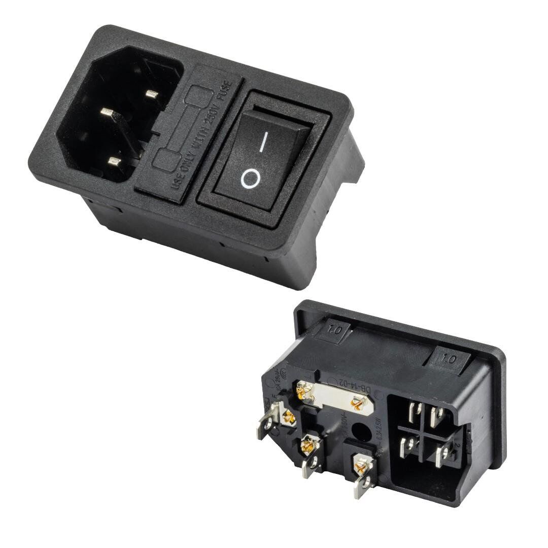 Ayt C14 Power Soket Erkek Aç Kapa On Off Anahtarlı Fuseli Kulaklız 3 Pinli Bilgisayar Pc Monitör Soketi