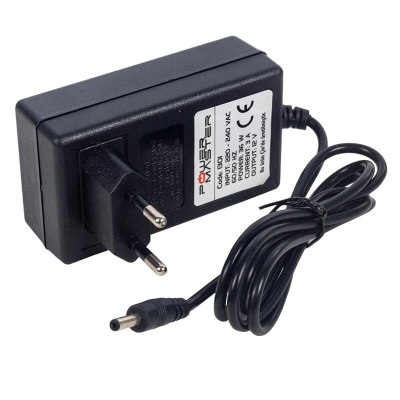 Powermaster PM-1301 12 Volt - 3 Amper 3.5*1.35 Mm Uçlu Vera Yazar Kasa Pos Plastik Kasa Adaptör