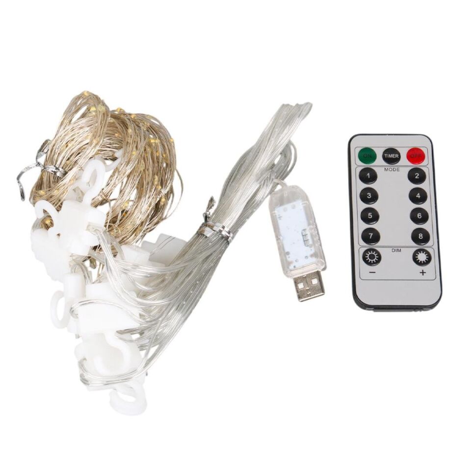 Winnboss EKL-11 300 Günışığı Ledli Peri Motifli 3X3 Perde Dekoratif Led Aydınlatma 8 Modlu USB 5VDC Kumandalı Süs Işığı