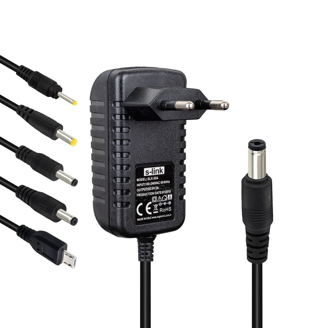S-Link SLX-52A 5 Volt 2 Amper Çok Uçlu Adaptör Şarj Aleti Cihazı 5V-2A