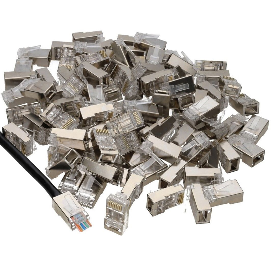 Powermaster Pm-2334 Metal RJ45 Cat5 İnternet Jack Metal Uç 8P 8C 100 Lü Paket Ethernet Soketi