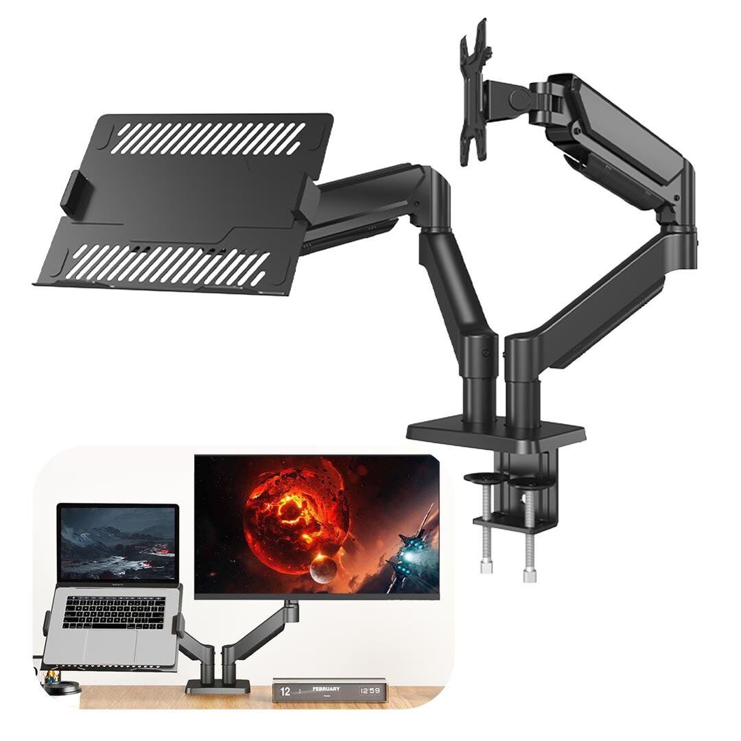 Powermaster PM-252D-J 13-32 İnç Amortisörlü Stand Çift Kol Lcd Led Gaming Monitör Laptop Notebook Tutucu Masa Askı Aparatı