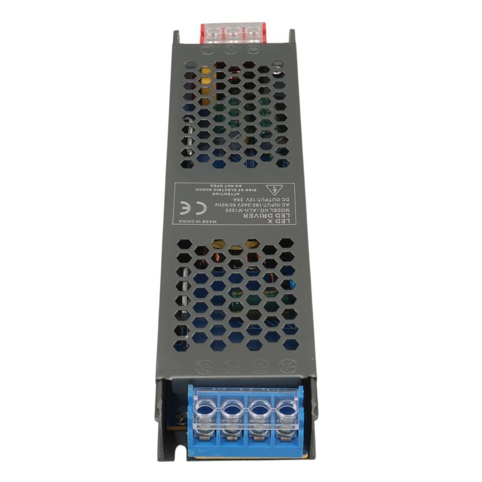 Ayt Ledx ALN-M1225 12 Volt 25 Amper 210x25x18mm Ultra Slim Metal Kasa Adaptör Şerit Led Adaptörü