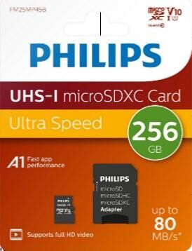 Philips FM25MP45B/00 256GB Class10 UHS-I U1 TF Adaptörlü Micro SDXC Hafıza Kartı