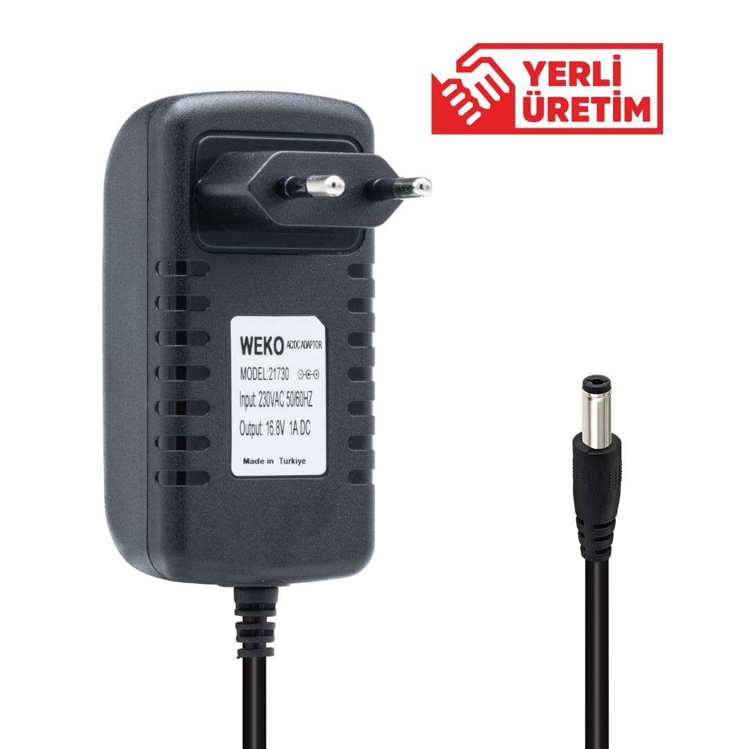 Weko 16.8 Volt 1 Amper 5.5x2.5 Jack Uçlu Dolum Led Göstergeli Oriz Tipi Şarj Adaptörü Cihazı Aleti 16.8V-1A