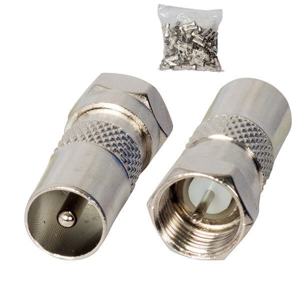 Ayt F Konnektör Erkek 60 Ohm Erkek Çevirici Metal Konnektör