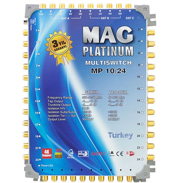 Ayt Mag Platinum 10-24 Kaskatlı Çanak Uydu Anteni Ve Digitürk Uyumlu Apartman Site Uydu Santrali 4K HD Görüntü