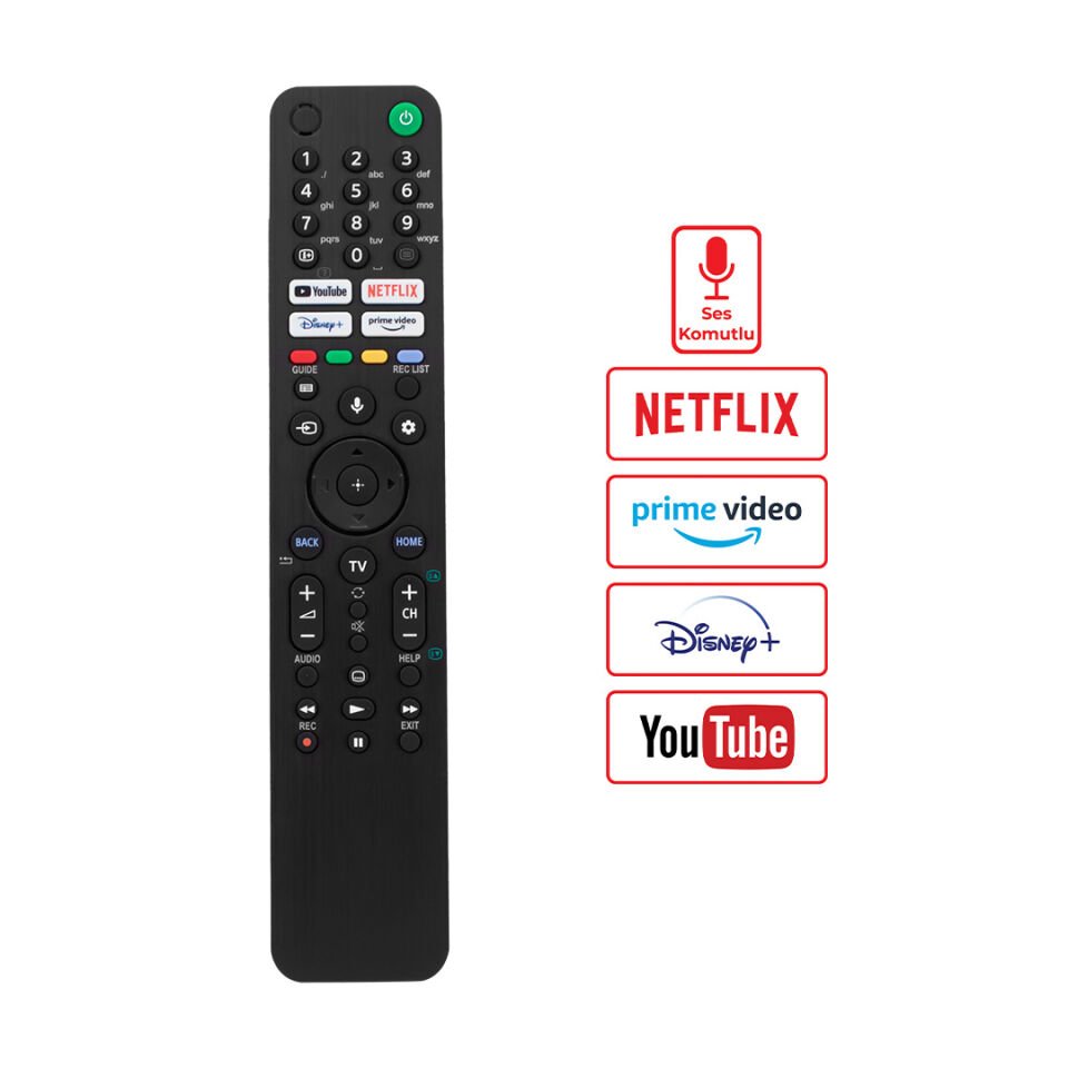 Weko Kl Sony RMF-TX520E Netflıx Prıme Vıdeo  Youtube Tuşlu Ses Komutlu Lcd Led Tv Kumanda