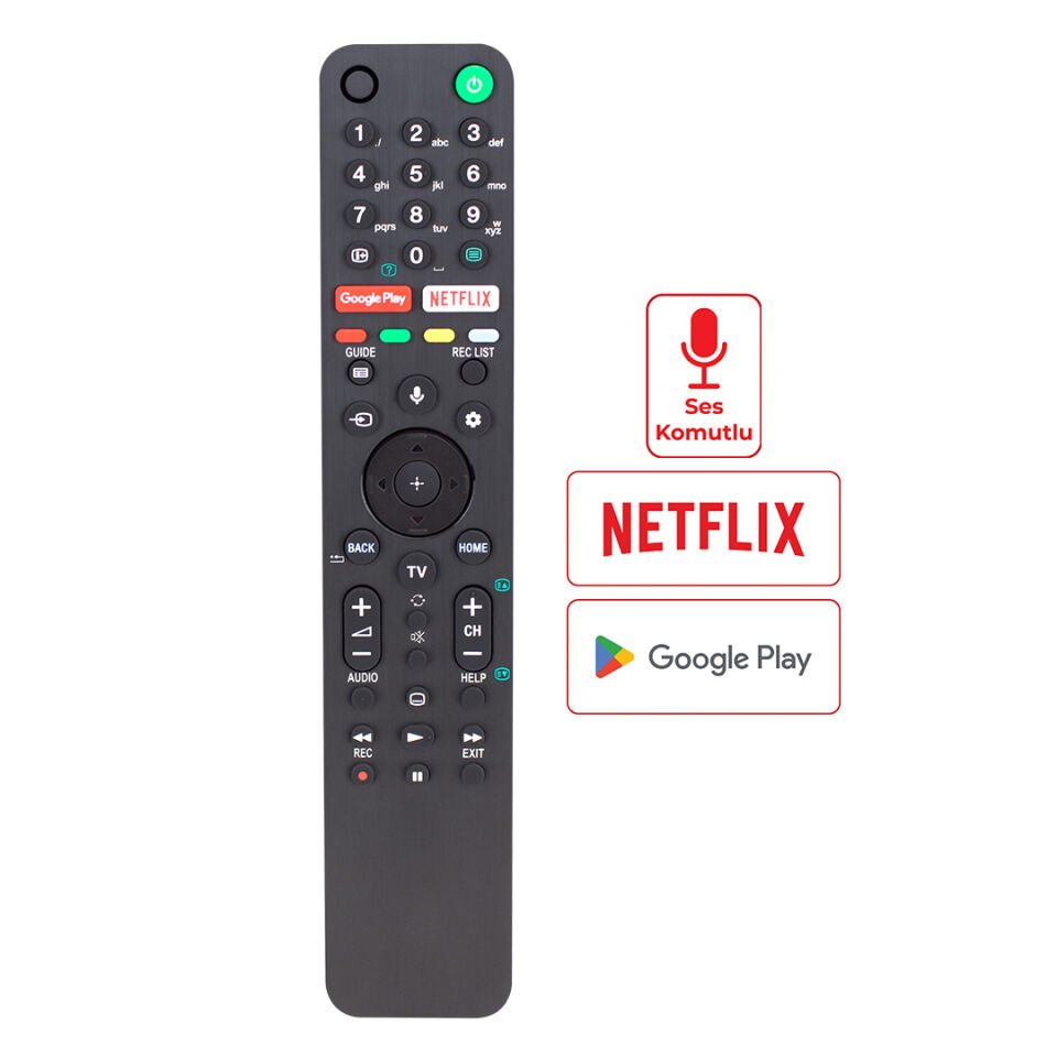 Huayu RMF-TX500E Sony Netflix Google Play Tuşlu Ses Komutlu Lcd Led Tv Kumandası