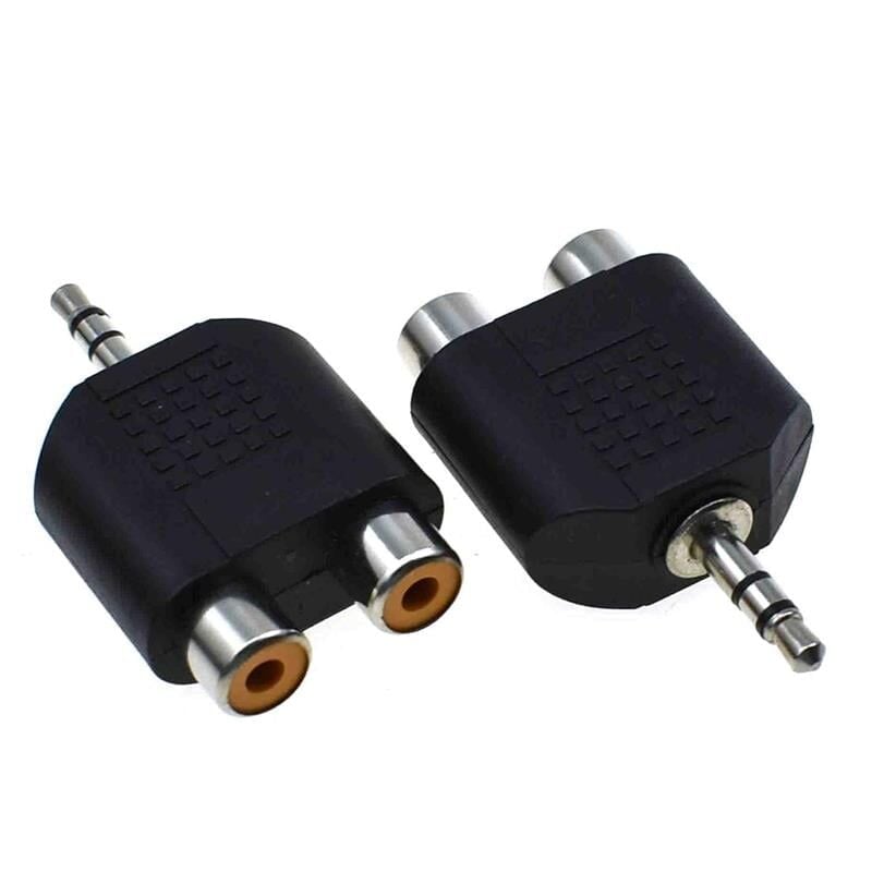 2 Rca Dişi 3.5 Mm Stereo Erkek Çevirici Jack Kulaklık Girişini Rca 2 Li Girişe Çevirici Dönüştürücü