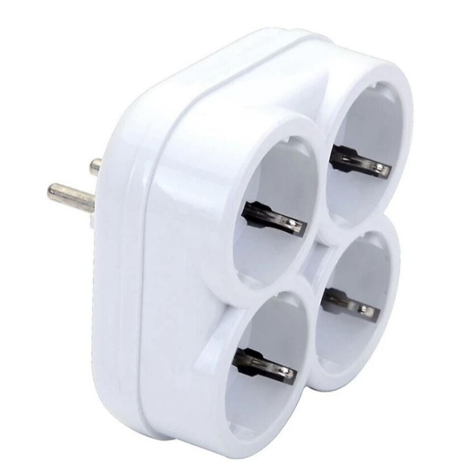 De-Pa 10004 Topraklı 16 Amper 250 Volt Beyaz 4'Lü Çok Amaçlı Golyat Priz
