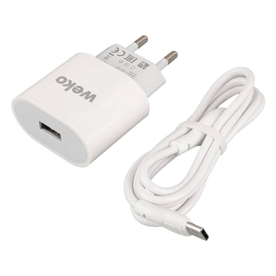 Weko WK-21442 3 Amper Cep Telefonu Şarj Aleti Adaptörü Type-c To Usb Kablolu