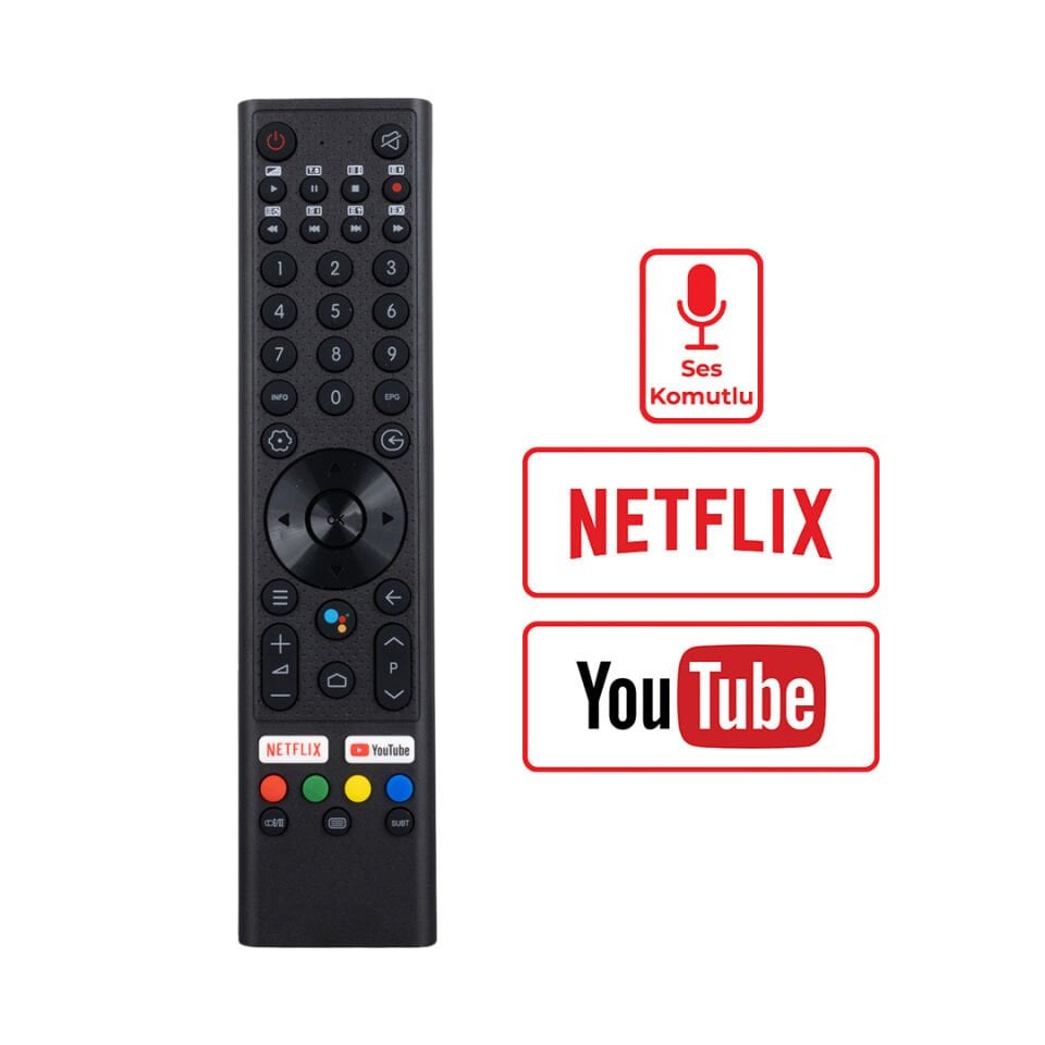 Weko Vestel Tesla Youtube Netflix Tuşlu Ses Komutlu Lcd Led TV Kumanda Uzaktan Kumanda