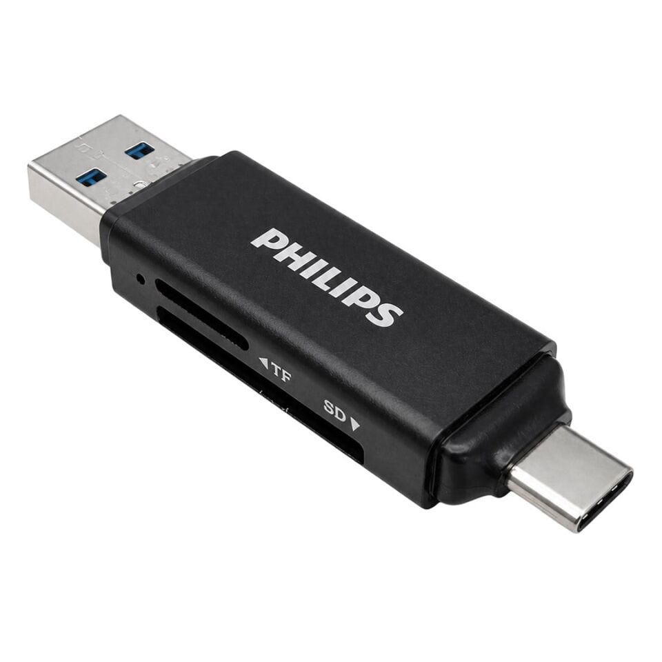 Philips SWR1617B/93 USB 3.0 & USB-C Çift Girişli SD/TF Kart Okuyucu - Otg Destekli