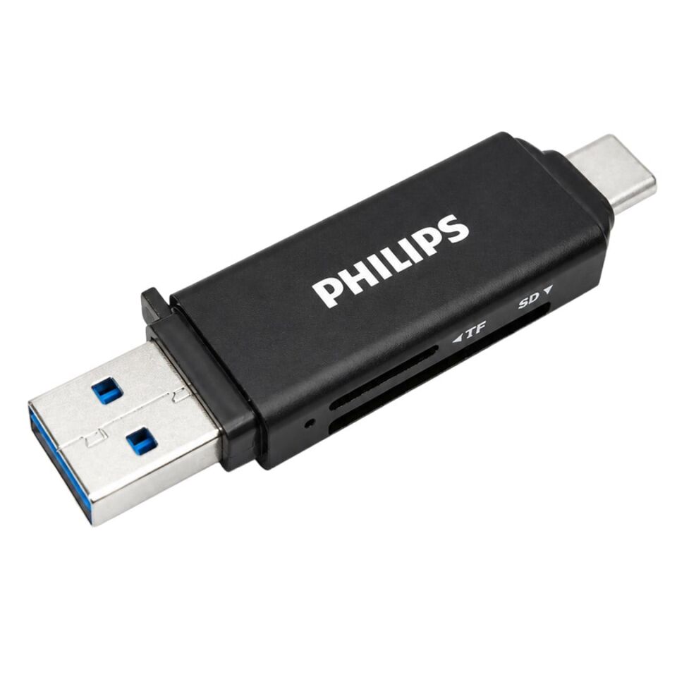 Philips SWR1617B/93 USB 3.0 & USB-C Çift Girişli SD/TF Kart Okuyucu - Otg Destekli