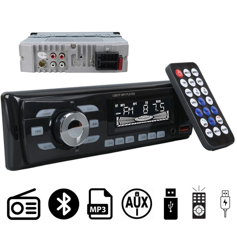 Ayt Carstar CS-930 Çift Usb Sd Hafıza Kartı Fm Radyo Aux Bluetooth Araç Teyibi Kumandalı Oto Teyp 4X60 Watt Dijital