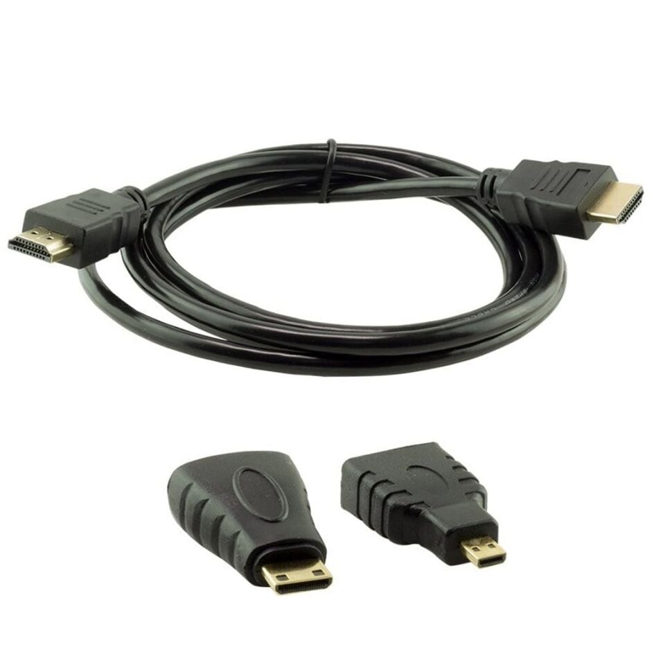 Powermaster PM-6285 Plastik 1.5 Metre  Siyah 3İn1 Set HDMI Kablo  (HDMI+Micro HDMI+Mini HDMI)