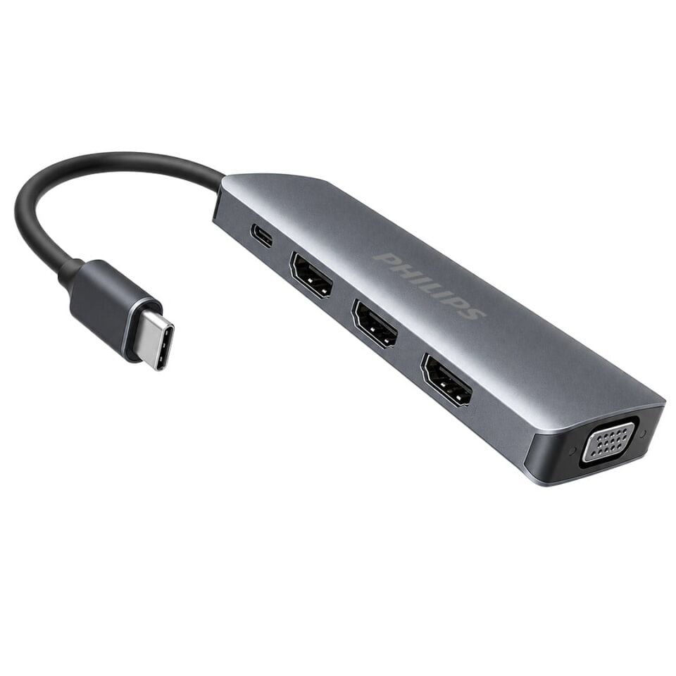 Philips SWR1602S/93 USB-C 8'İ 1 Arada 8K DP + Dual 4K HDMI + VGA 100W PD Ultra Hub İstasyonu