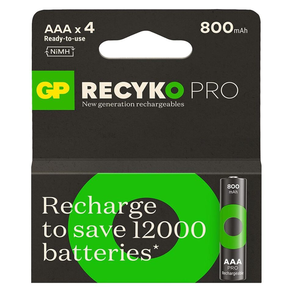 GP Recyko Pro 800 Mah Ni-Mh 1.2 Volt AAA İnce Kalem Şarjlı Pil 4Lü Paket