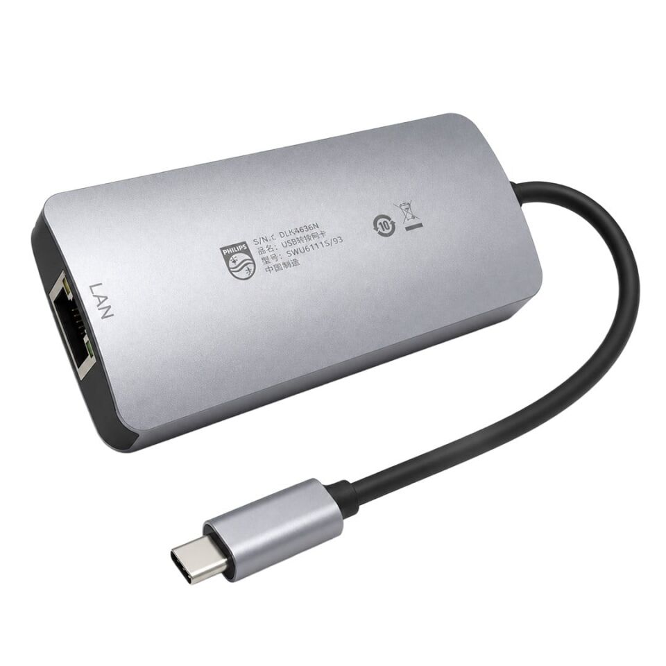 Philips SWR1607H/93 USB-C 5'İ 1 Arada Hub - RJ45 Ethernet + 3 Port USB 3.0