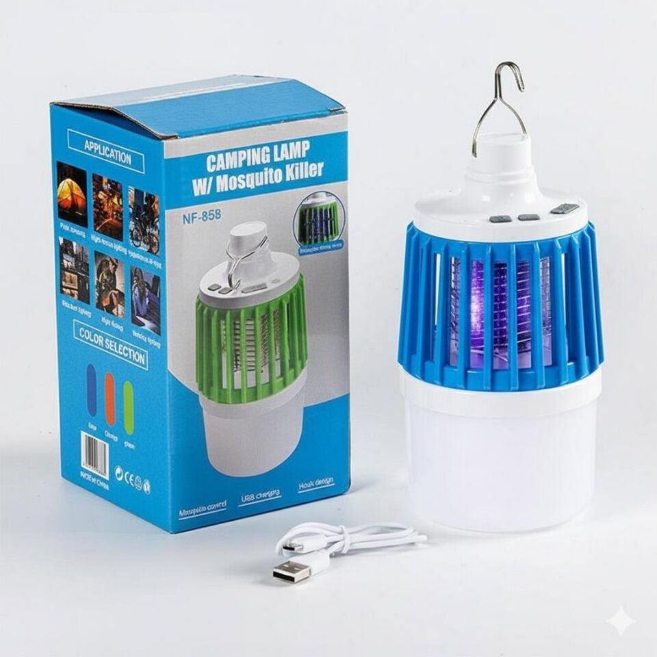 Powermaster MX-858 USB'li Sinek Öldürücü Özellikli 3 Modlu Şarjlı Kamp Feneri Sivri Sinek Cız