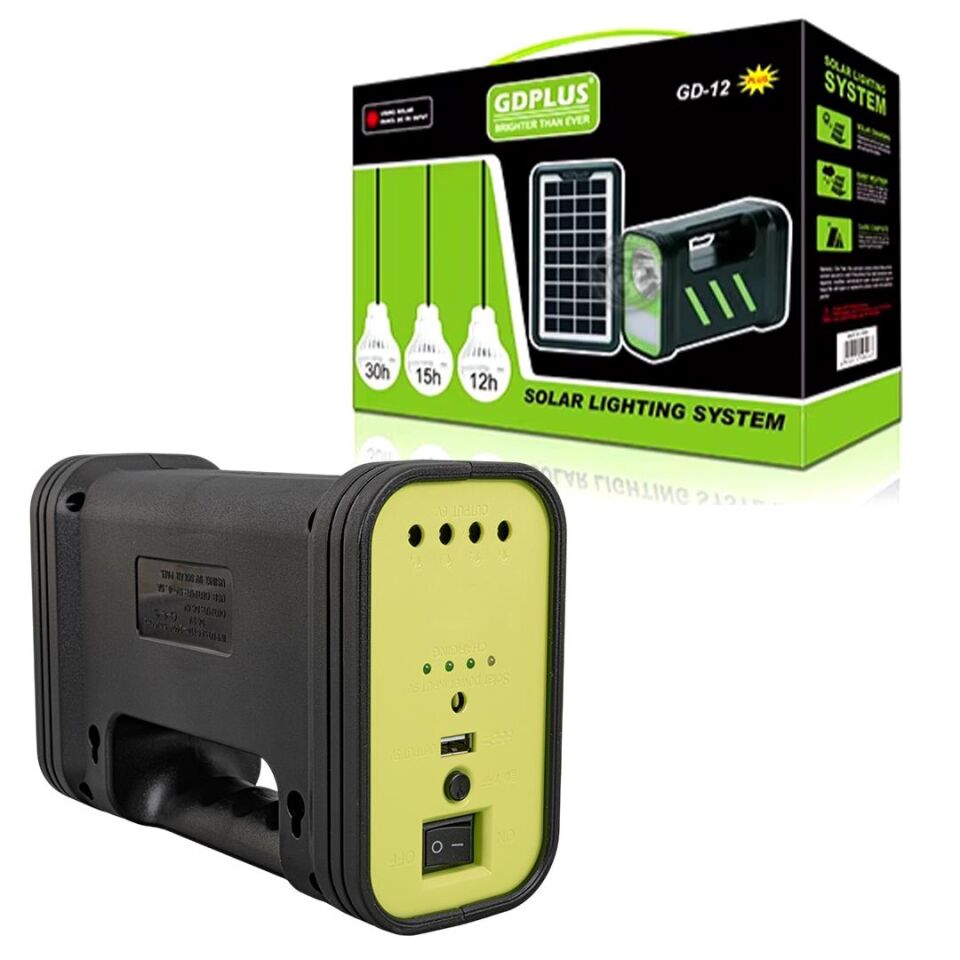 Powermaster GD-12 Solar Panelli 3 Ampullü Solar Güneş Enerjili Işıldak Fener Kamp Lambası Aydınlatma