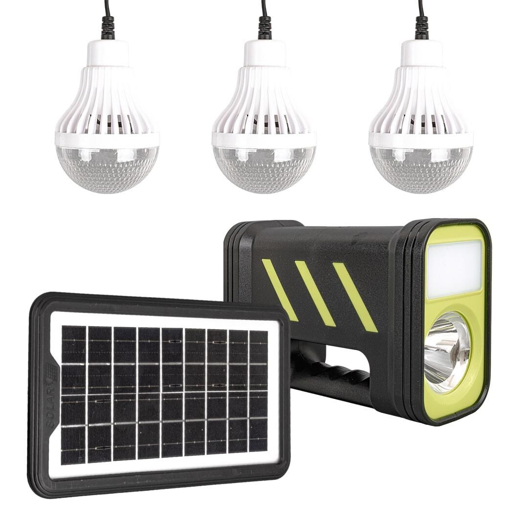 Powermaster GD-12 Solar Panelli 3 Ampullü Solar Güneş Enerjili Işıldak Fener Kamp Lambası Aydınlatma