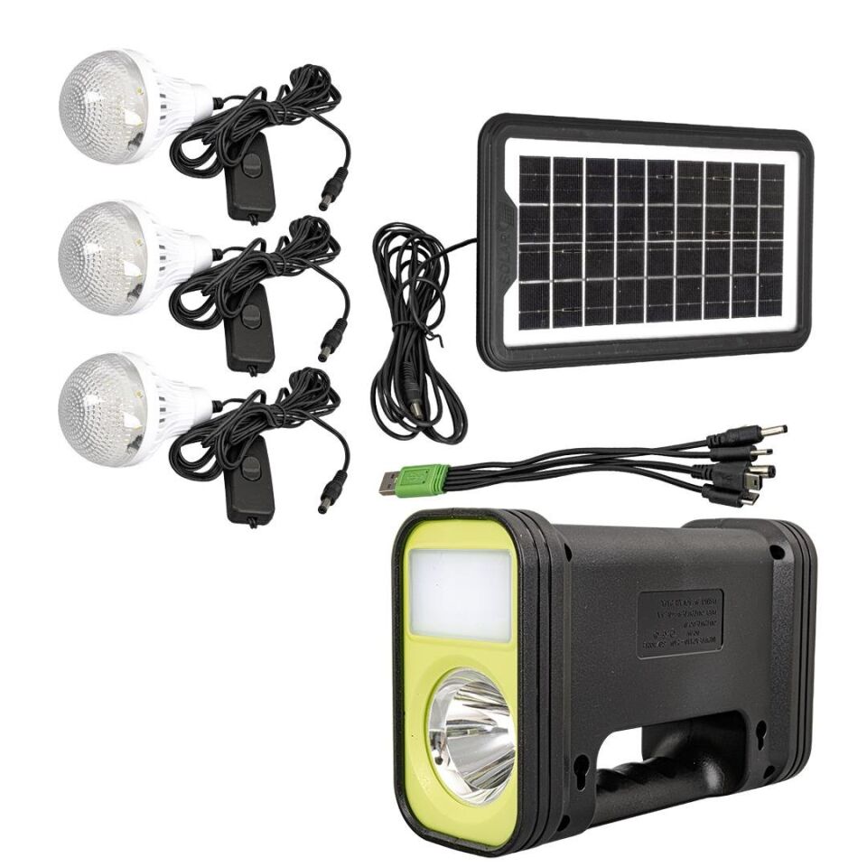 Powermaster GD-12 Solar Panelli 3 Ampullü Solar Güneş Enerjili Işıldak Fener Kamp Lambası Aydınlatma