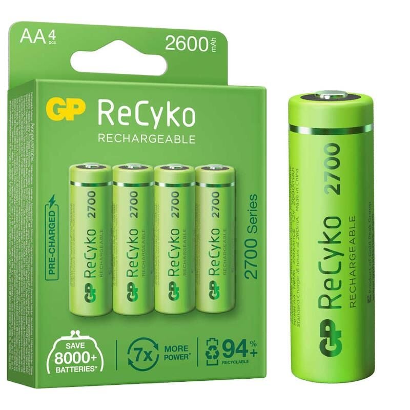 Gp Recyko AA Kalem Pil 2600 Mah Şarjlı 4 lü Pil Şarj Edilebilir Pil
