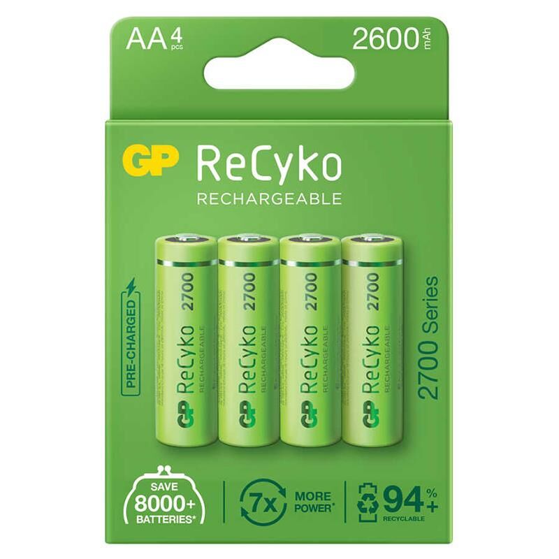 Gp Recyko AA Kalem Pil 2600 Mah Şarjlı 4 lü Pil Şarj Edilebilir Pil