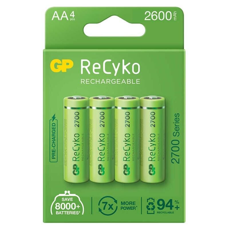 Gp Recyko AA Kalem Pil 2600 Mah Şarjlı 4 lü Pil Şarj Edilebilir Pil