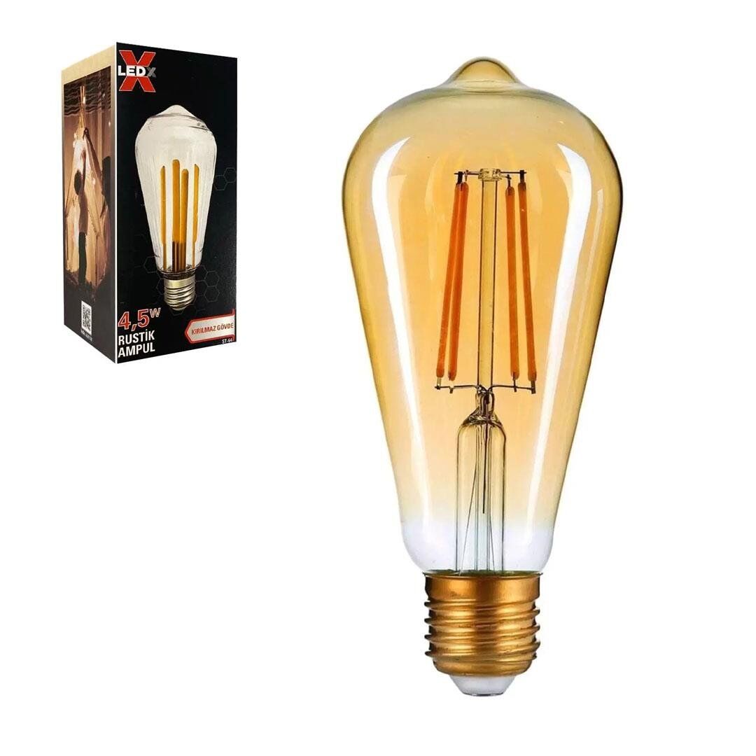 Ayt Ledx ST-64 Kırılmaz Gövde 4,5 Watt Düz Rustik Ampul Dekoratif Lamba Aydınlatma