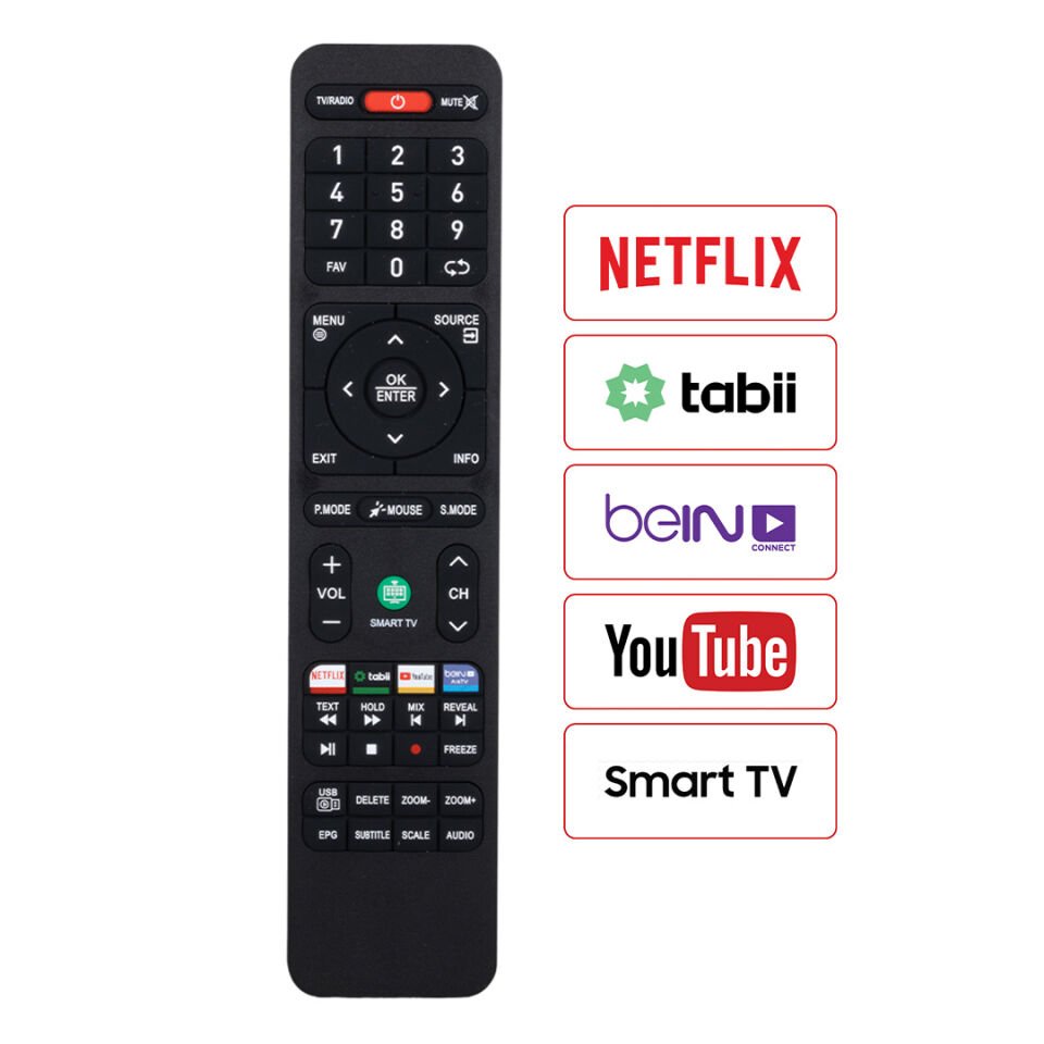 Ayt Weko Onvo Saba Nordmende Morio Bein Tabii Netflix Youtube Tuşlu Androıd Smart Lcd TV Kumanda