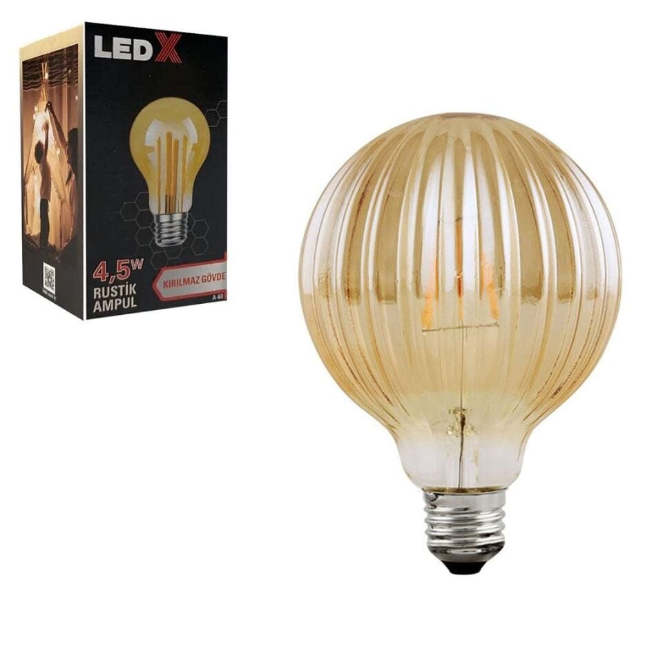 Ayt Ledx AS-60 Kırılmaz Gövde 4,5 Watt Rustik Star Ampul Dekoratif Lamba Aydınlatma