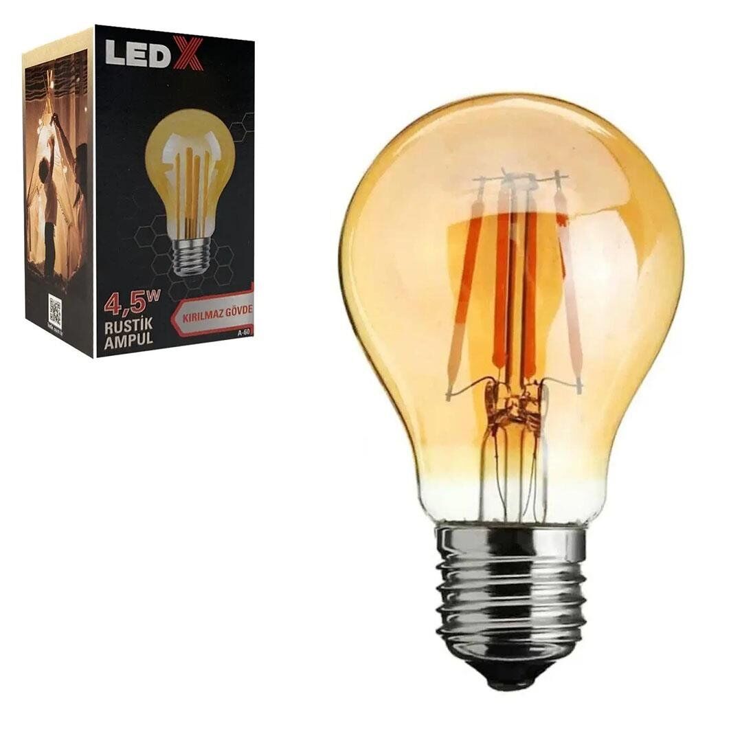 Ayt Ledx A-60 Kırılmaz Gövde 4,5 Watt Rustik Ampul Dekoratif Lamba Aydınlatma