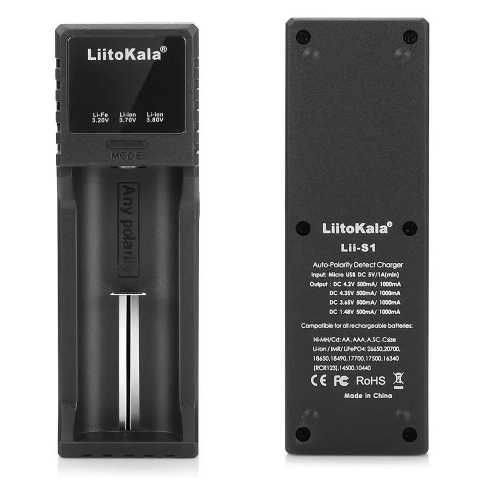 Liitokala LII-S1 Pil Şarj Cihazı Aleti Li-ion 26650 18650 18490 17700 16340 RCR123 14500 10440 Ni-MH AA AAA A SC C
