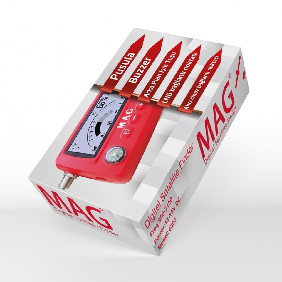 Mag Mg-6303 Lcd Ekranlı Digital Uydu Yön Bulucu 65x28 mm Uydu Ayarlama Cihazı