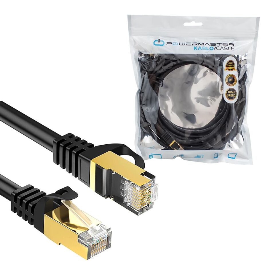 Ayt Powermaster PMCAT720 Cat7 İnternet Kablo Kablo 20 Metre Hazır Jak Soketli Ethernet Kablosu