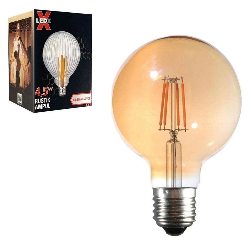 Ayt Ledx G-95 Kırılmaz Gövde 4,5 Watt Düz Rustik Ampul Dekoratif Led Lamba