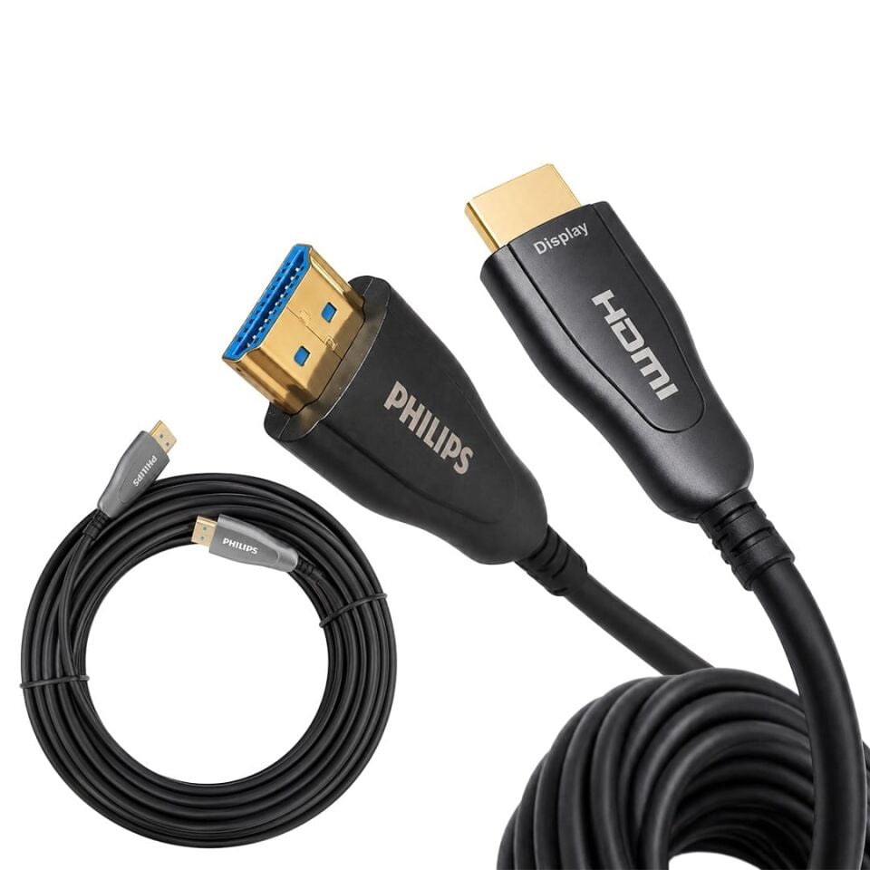 Philips SWR3019W/93 100 Metre 4K 60Hz AOC Fiber Optik HDMI Kablo Çinko Alaşım Gövde