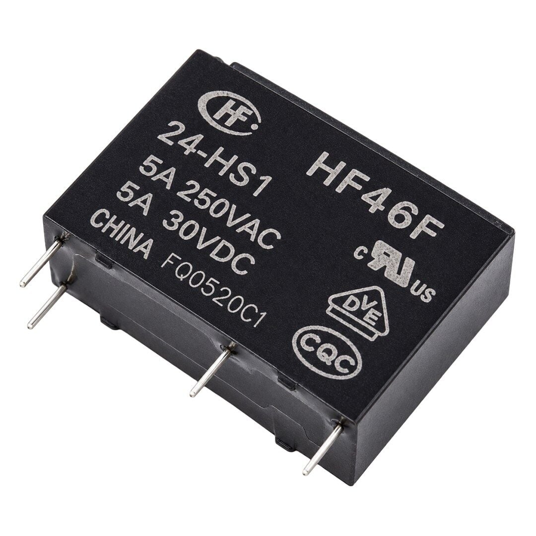 Hongfa HF46F 24-HS1 24V DC 5A Mini Güç Rölesi (4 Pin PCB Tipi)
