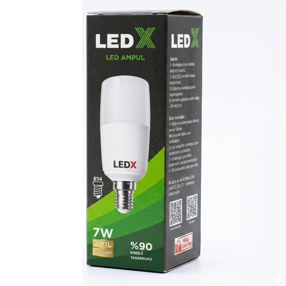 Ledx AL-CLL 7 Watt E14 Duylu Soğuk Beyaz Silindirik Tasarım LED Ampul