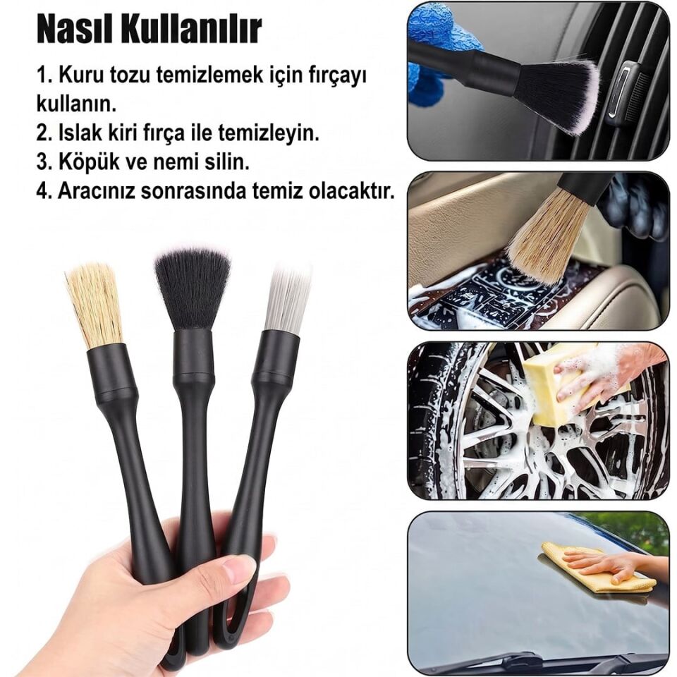 Sunup SN-29167 Çok Fonksiyonlu 5'Li Oto Detay Temizleme Fırça Seti